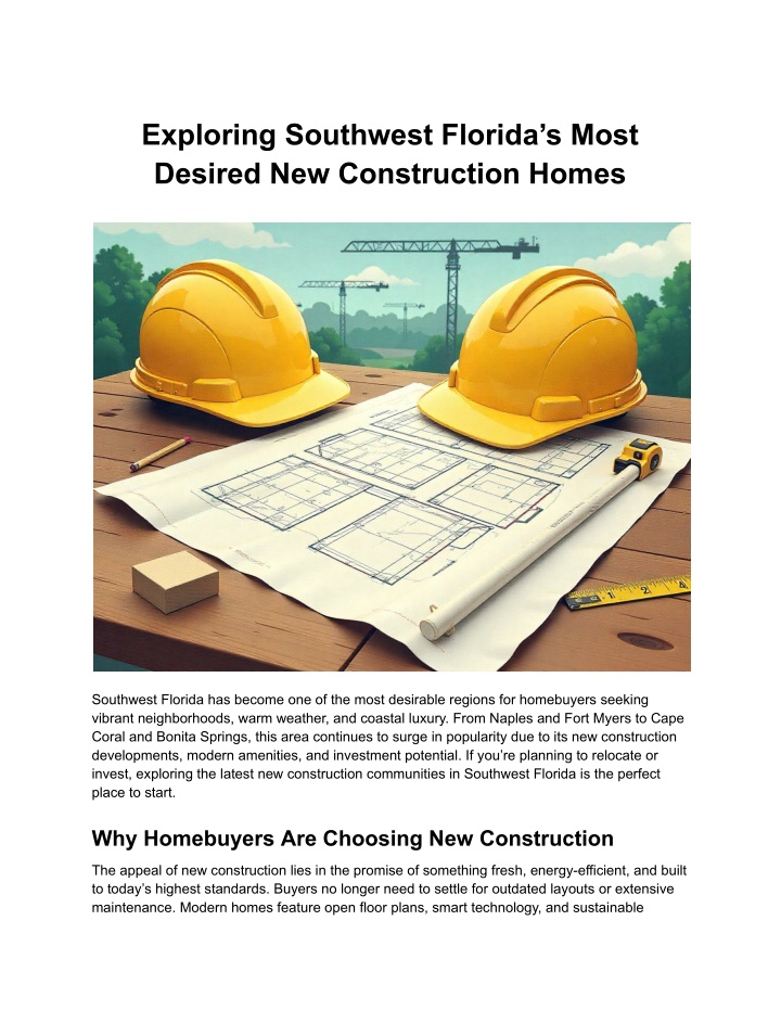 Exploring the Best New Construction Communities in Southwest Florida