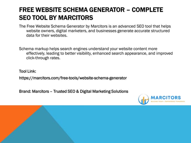 Free Website Schema Generator | JSON-LD Structured Data By Marcitors.pdf