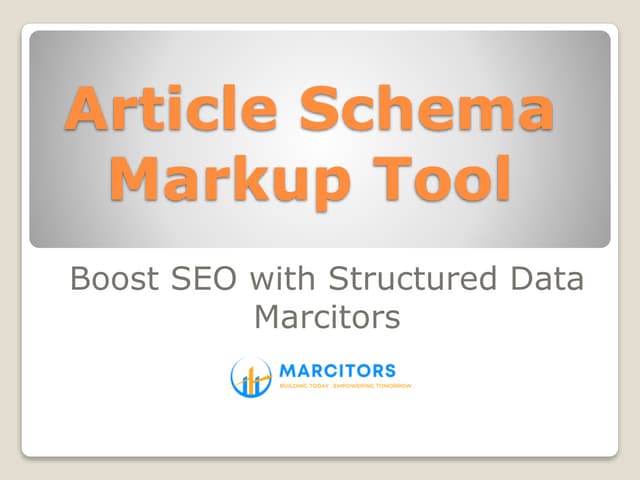 Free Article Schema Markup Tool for SEO | Marcitors | PDF