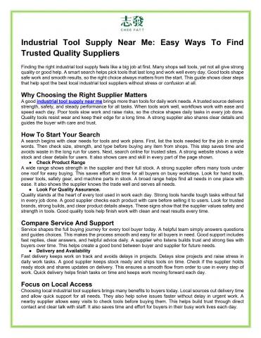 Industrial Tool Supply Near Me  Easy Ways To Find Trusted Quality Suppliers